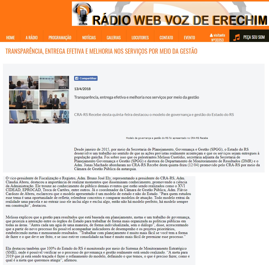 Rádio Web Voz Erechim - CRA na Imprensa - CRA-RS