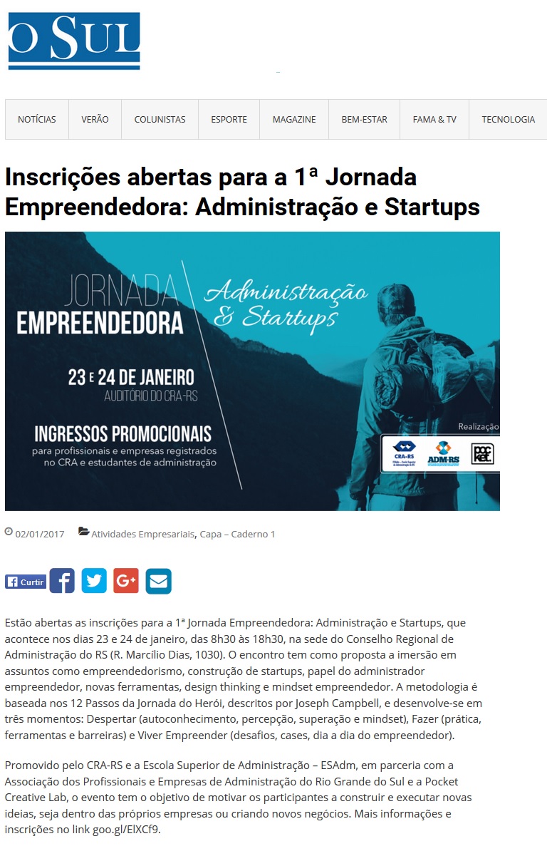 1ª Jornada Empreededora: Administração e Startups