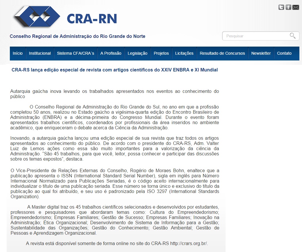 Edição especial da revista Master - Artigos Científicos do XXIV ENBRA
