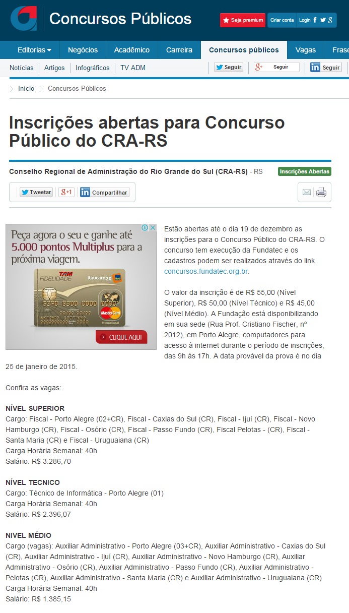 Concurso Público CRA-RS