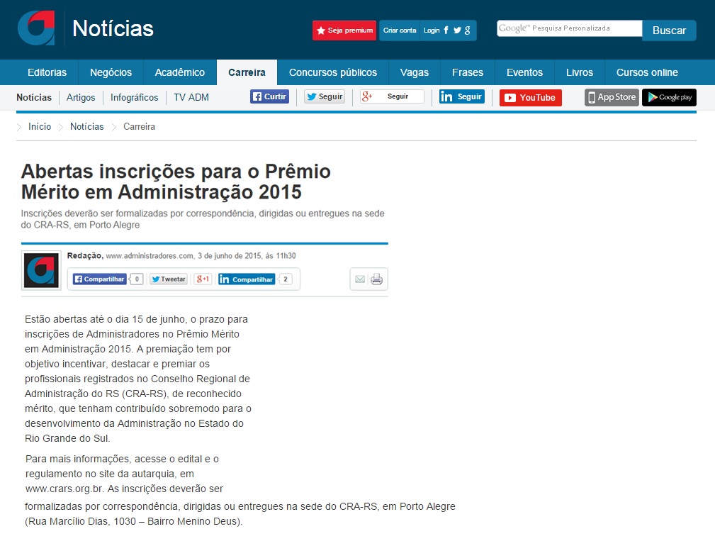 Prêmio Mérito em Administração 2015