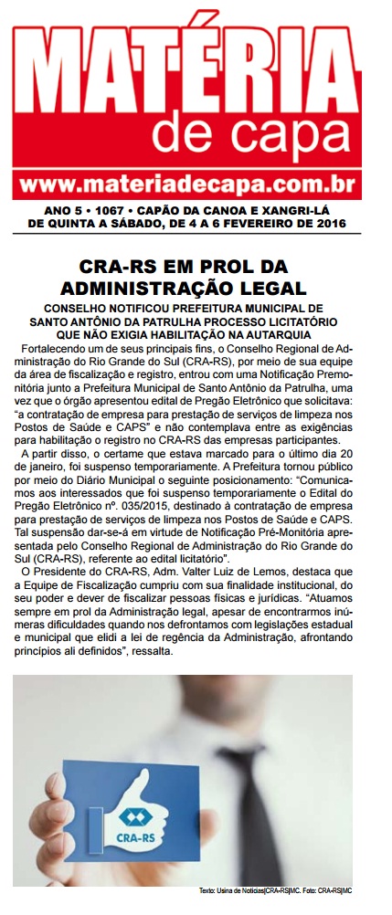 CRA-RS em prol da Administração legal