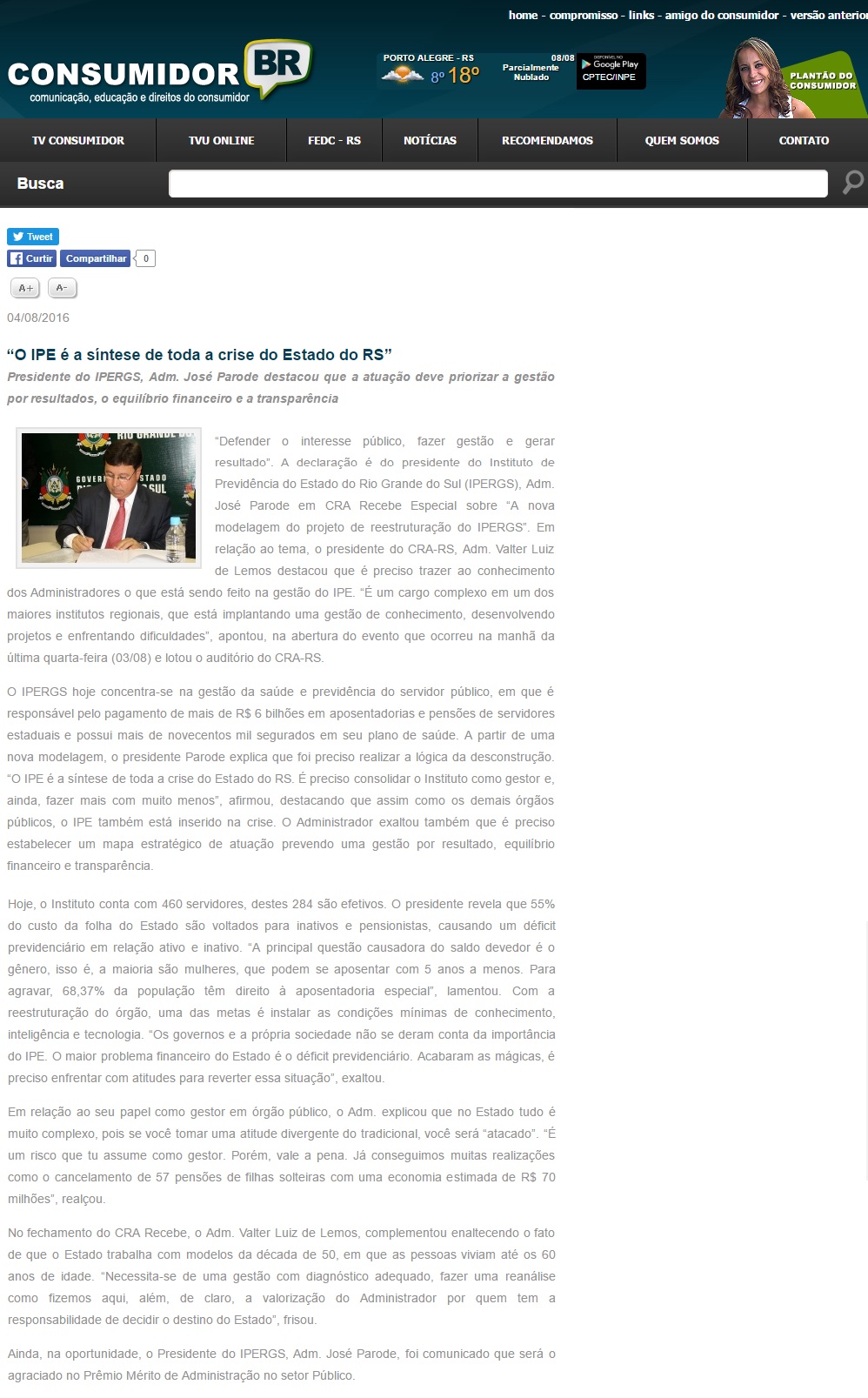 IPE é a síntese de toda a crise do Estado do RS