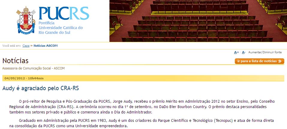 Prêmio Mérito em Administração 2012