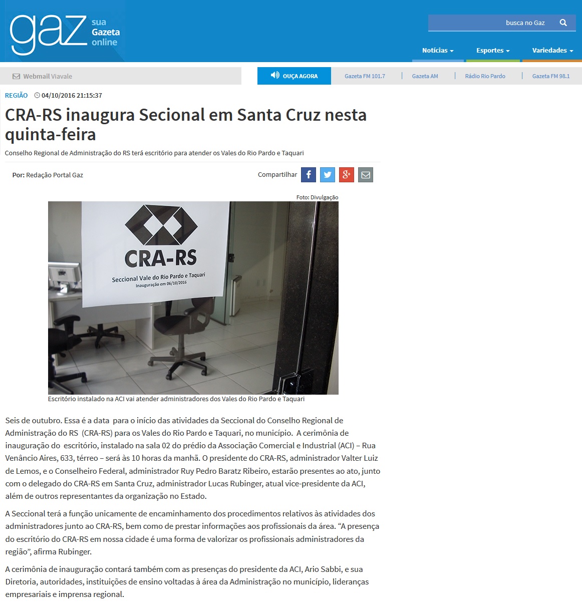 Inauguração Seccional em Santa Cruz do Sul