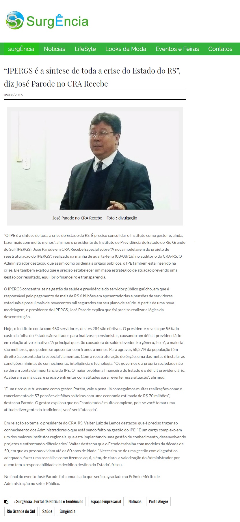 IPE é a síntese de toda a crise do Estado do RS