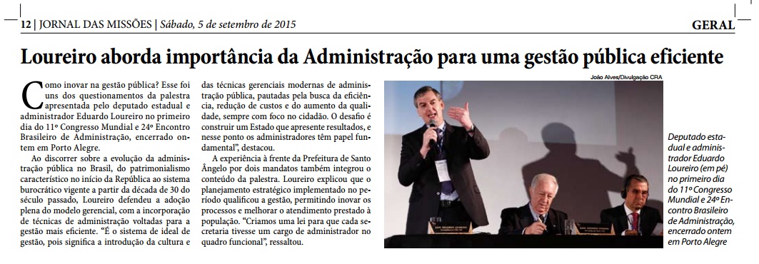 Deputado Eduardo Loureiro aborda importância da Administração para uma gestão pública efic