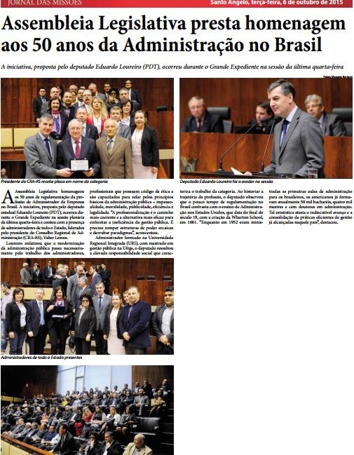 Assembleia Legislativa presta homenagem aos 50 anos da Administração no Brasil 