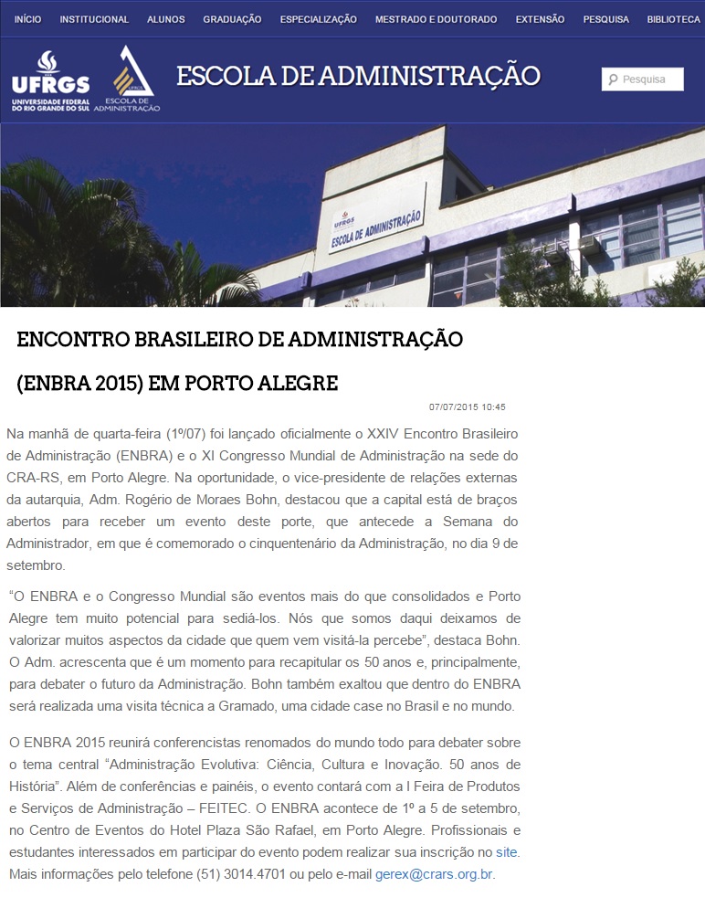 Encontro Brasileiro de Administração 2015 acontece em Porto Alegre