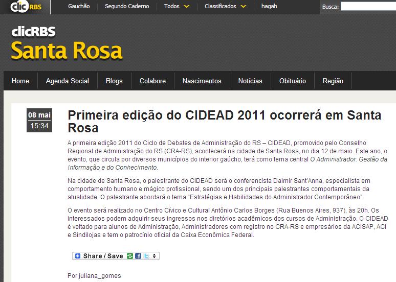 Primeira edição do CIDEAD 2011 ocorrerá em Santa Rosa