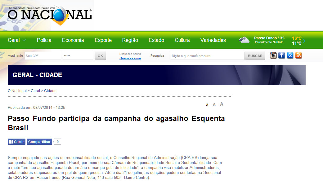 Campanha do Agasalho - Passo Fundo