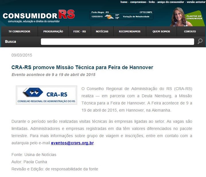 CRA-RS promove Missão Técnica para Feira de Hannover