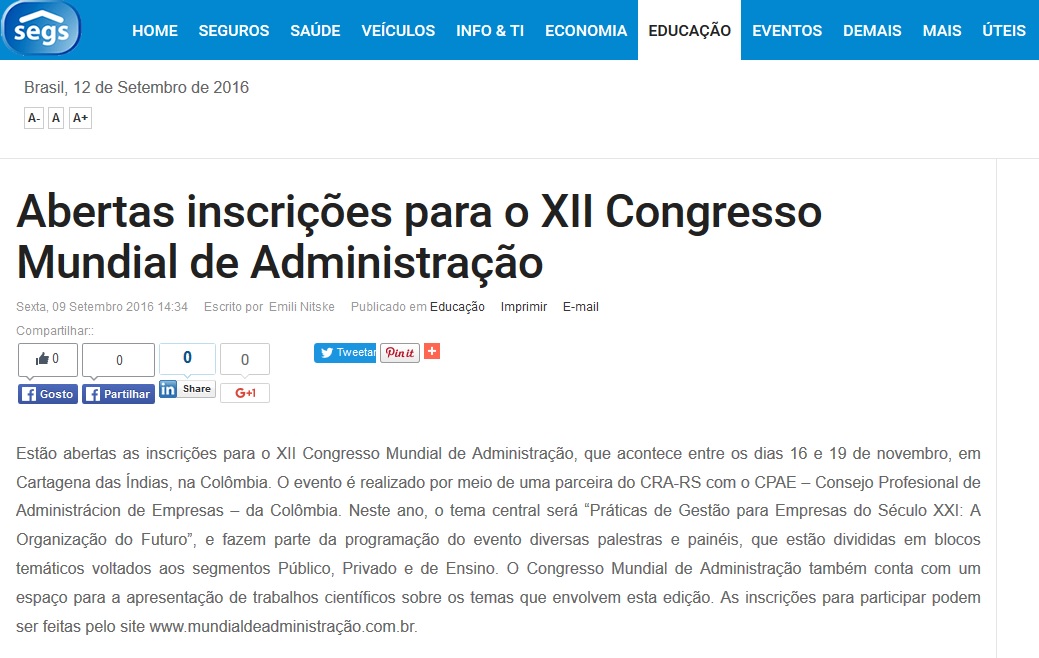 XII Congresso Mundial de Administração