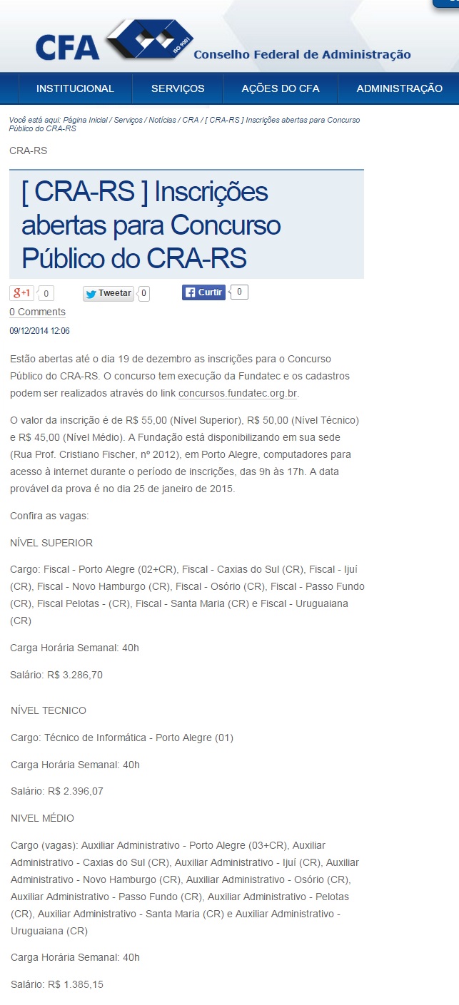 Concurso Público do CRA-RS