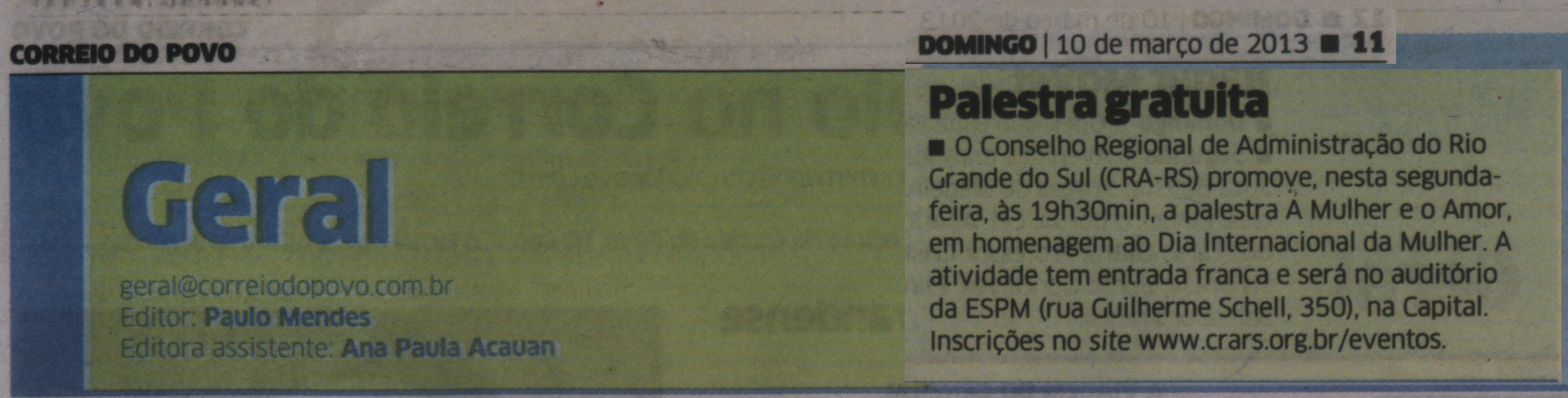 Palestra Dia da Mulher