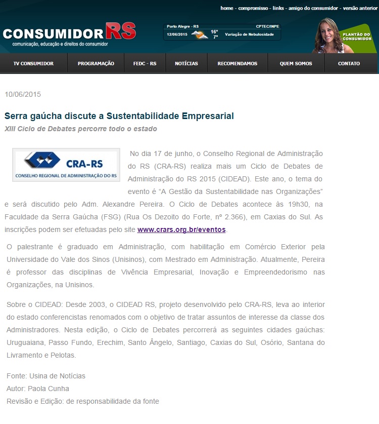Serra gaúcha discute Sustentabilidade Empresarial