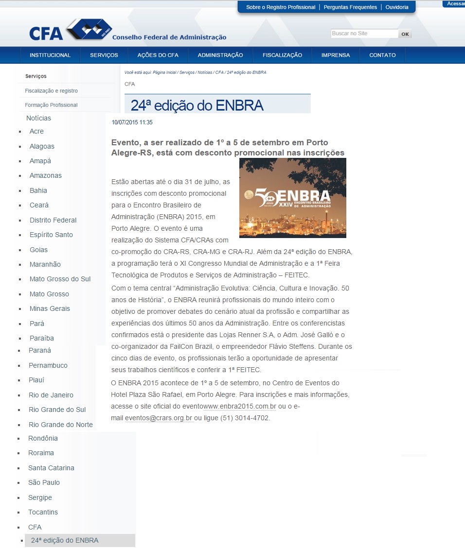 Inscrições abertas para o ENBRA 2015