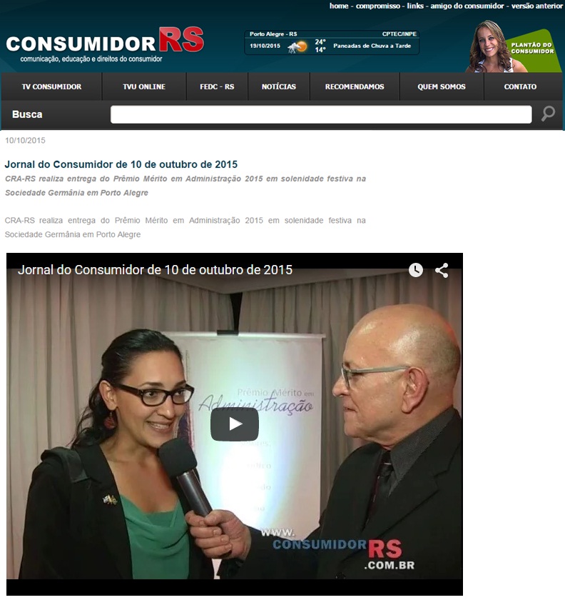 Jornal do Consumidor RS faz cobertura do Prêmio Mérito em Adm 2015