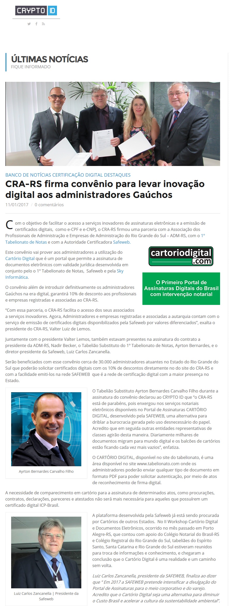 CRA-RS firma convênio para levar inovação digital aos Administradores gaúchos