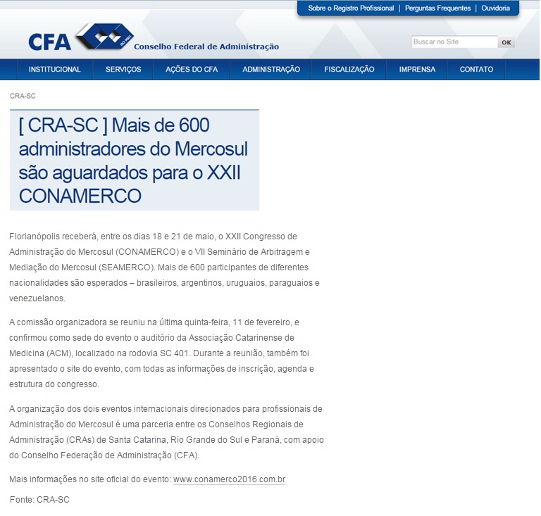 CRA-RS é co-organizador do XXII CONAMERCO