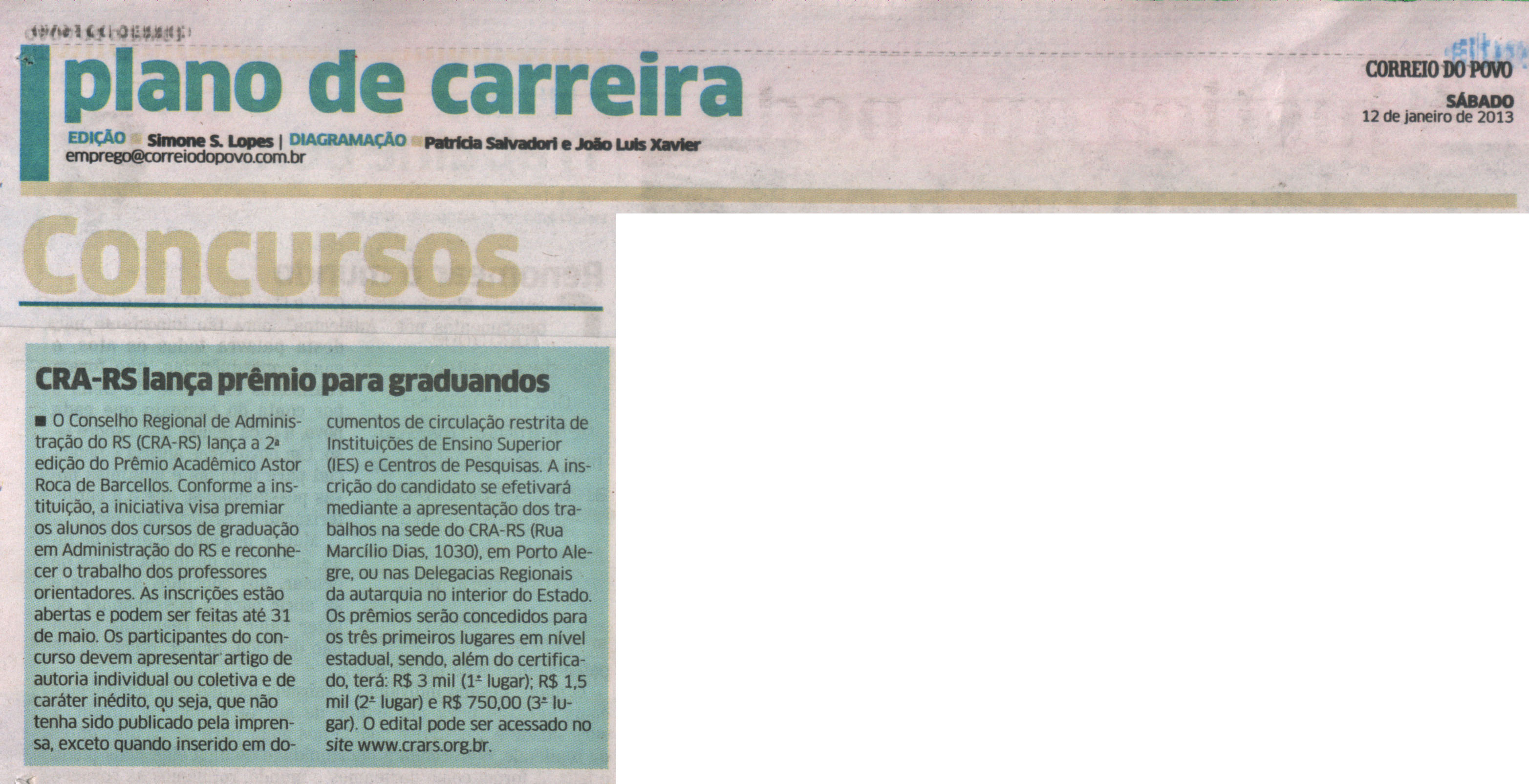 Inscrições abertas para o Prêmio Astor Roca de Barcellos