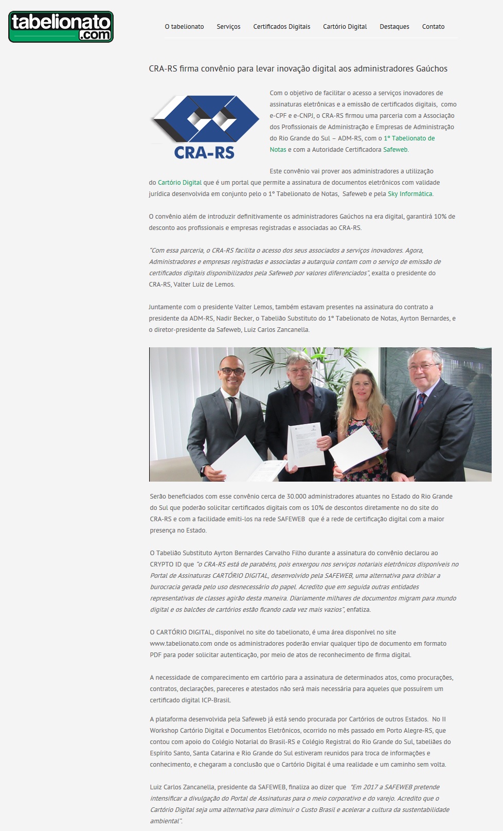 CRA-RS firma convênio para levar inovação digital aos Administradores gaúchos