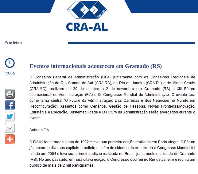 XIII FIA e IX Congresso Mundial de Administração 