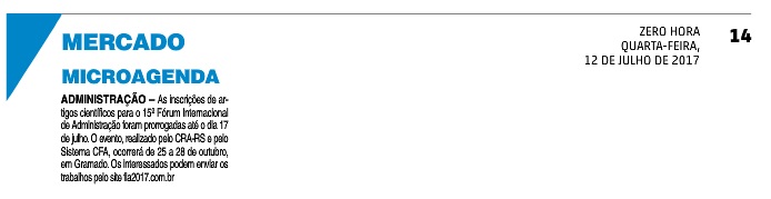 Prorrogadas Inscrições XV FIA