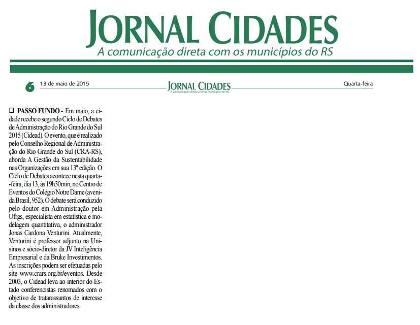Passo Fundo recebe o Ciclo de Debates em Administração