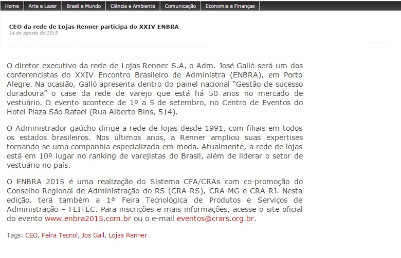 XXIV ENBRA e XI Congresso Mundial de Administração