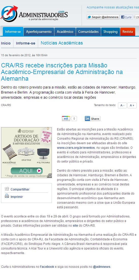 Missão Acadêmico Empresarial de Administração na Alemanha