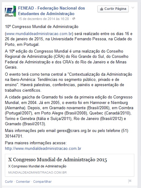 X Congresso Mundial de Administração 