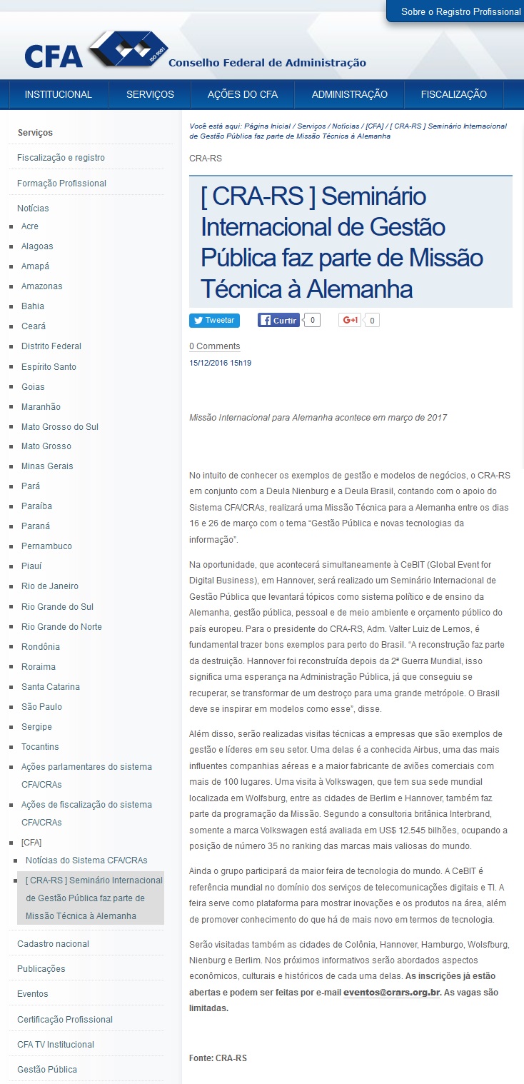 Seminário Internacional de Gestão Pública faz parte de Missão Técnica à Alemanha
