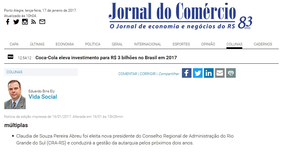 CRA-RS tem nova presidente