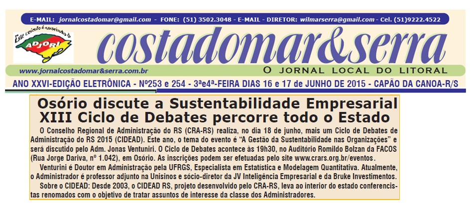 Sustentabilidade Empresarial é tema do Ciclo de Debates em Osório