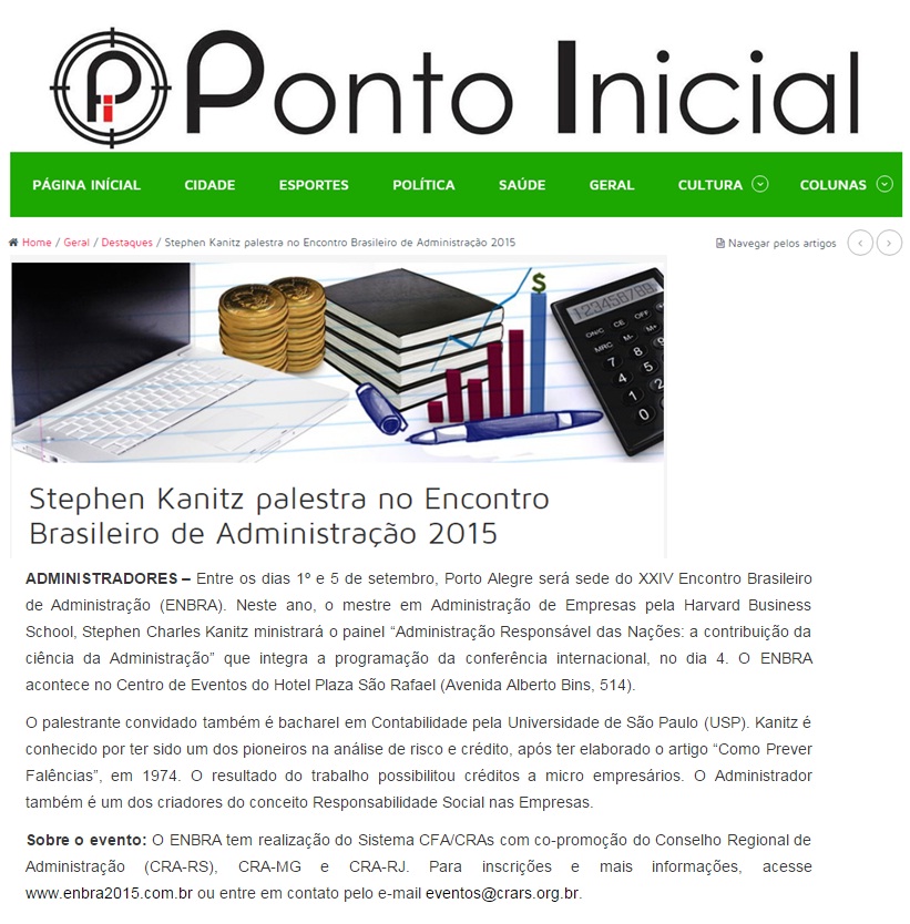 Stephen Kanitz participa do XXIV ENBRA