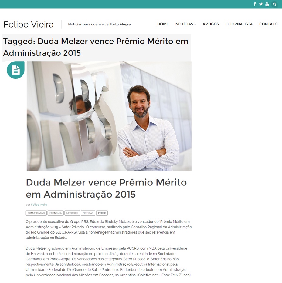 Eduardo Melzer vence Prêmio Mérito em Administração 2015