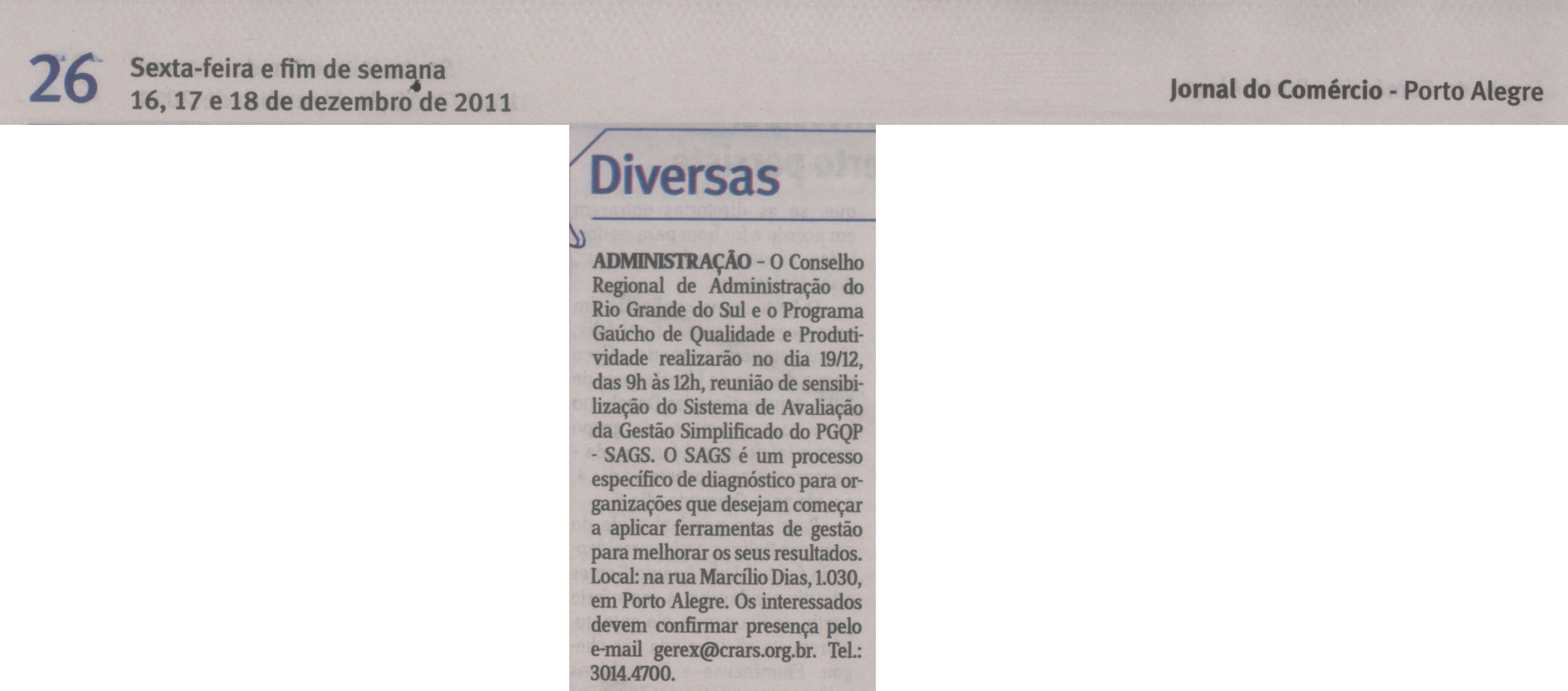 Reunião de Sensibilização do SAGS 