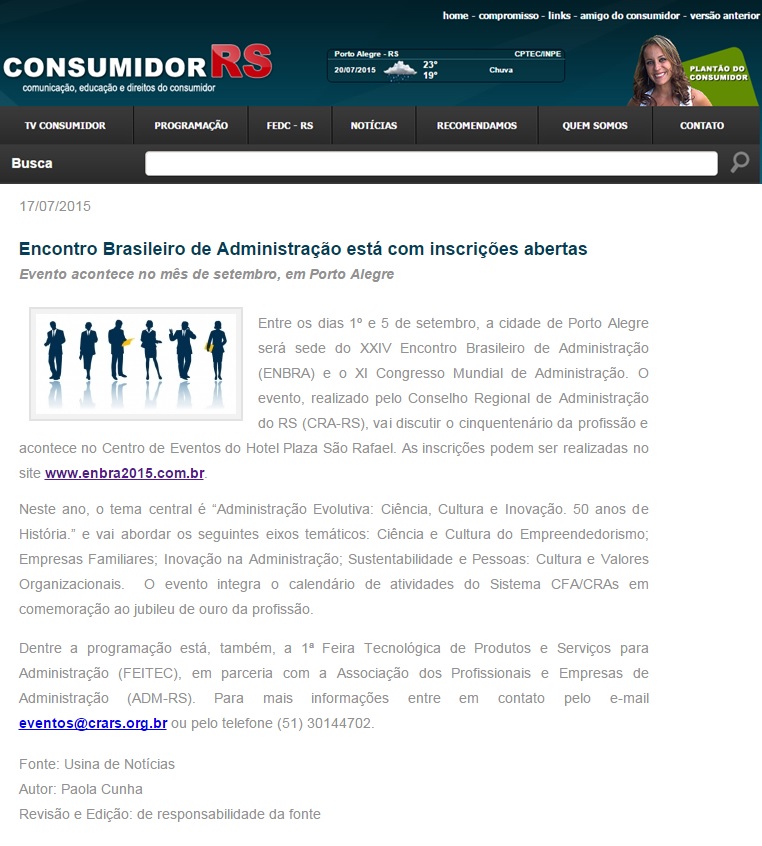 Inscrições abertas para o XXIV ENBRA