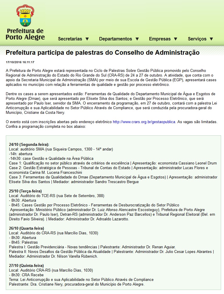 Ciclo de Palestras sobre Gestão Pública