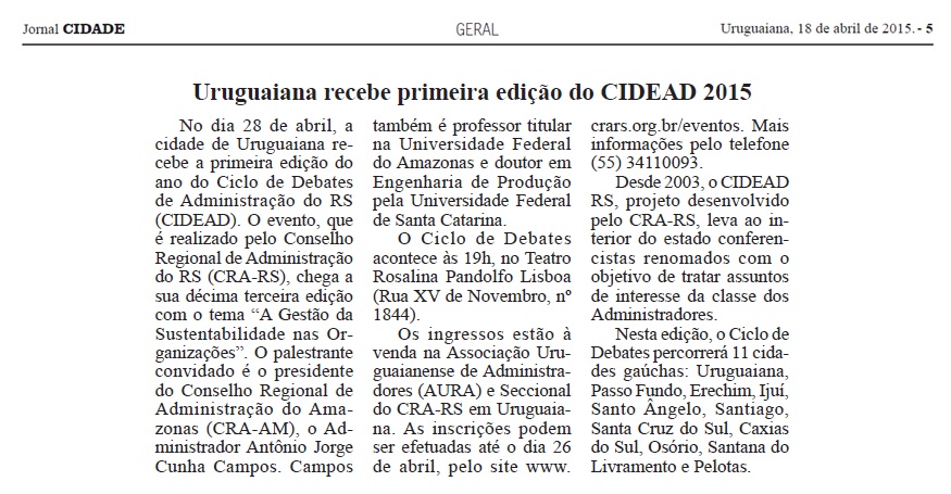 Uruguaiana recebe primeira edição do CIDEAD 2015