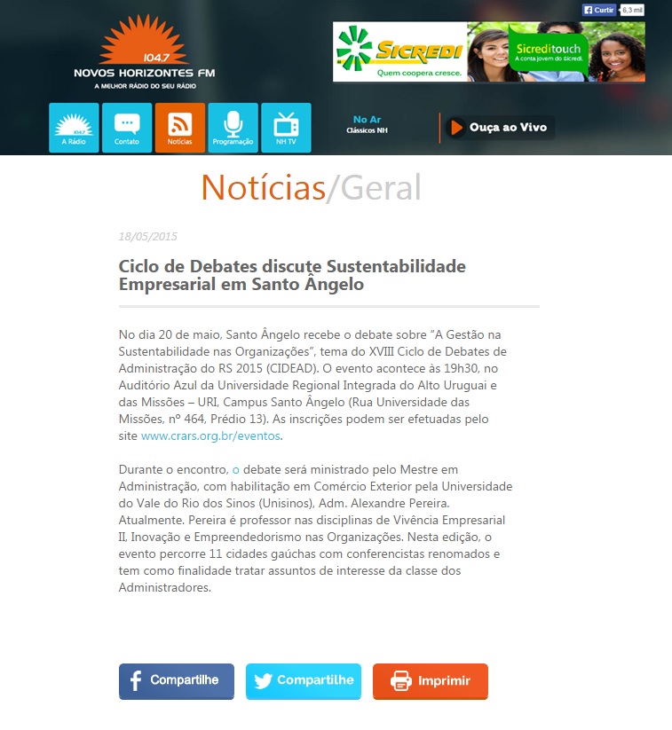 Ciclo de Debates discute Sustentabilidade Empresarial em Santo Ângelo
