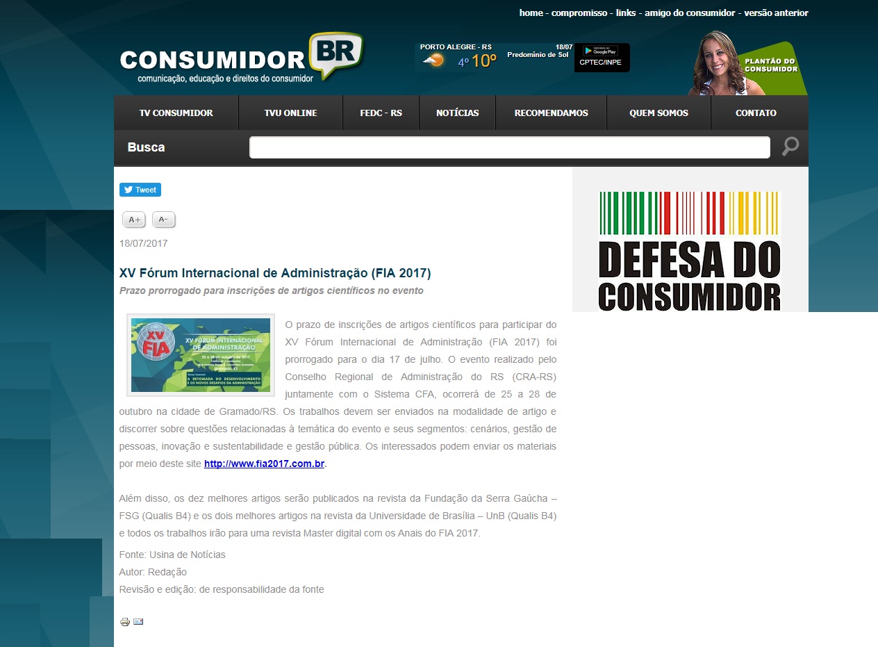 Prorrogadas Inscrições XV FIA