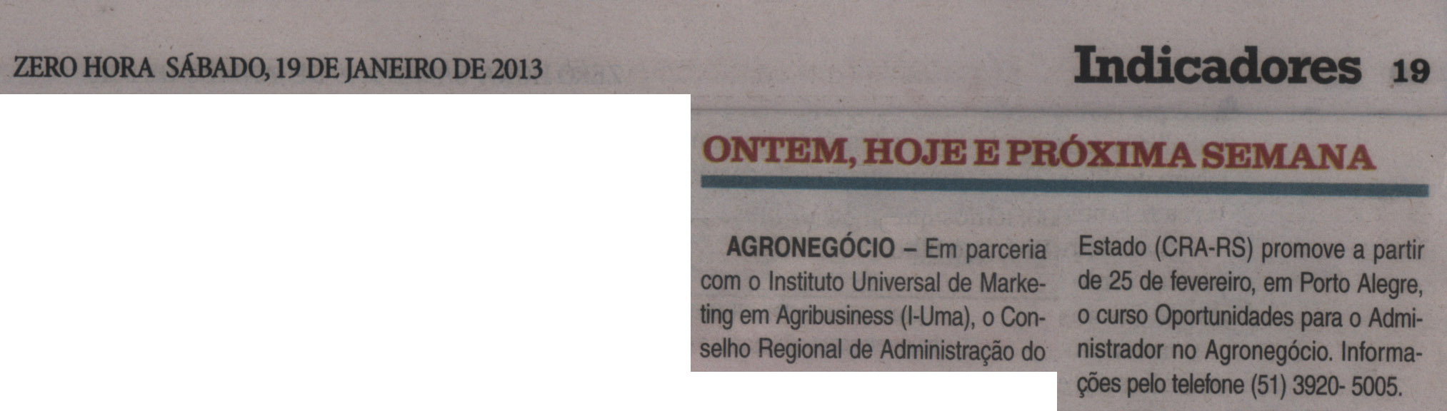 CRA-RS e I-UMA promovem curso Oportunidades para o Administrador no Agronegócio