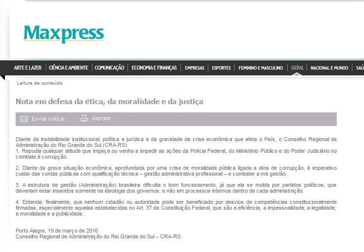 Nota em defesa da ética, da moralidade e da justiça