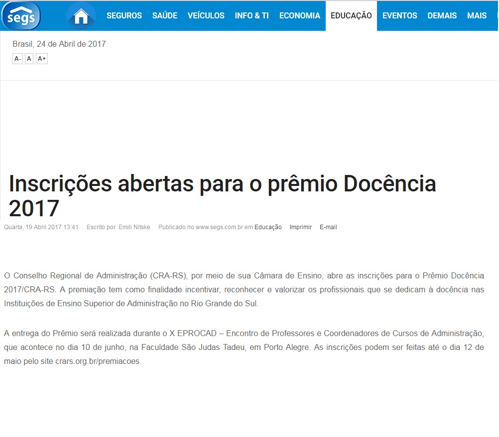 Prêmio Docência 2017