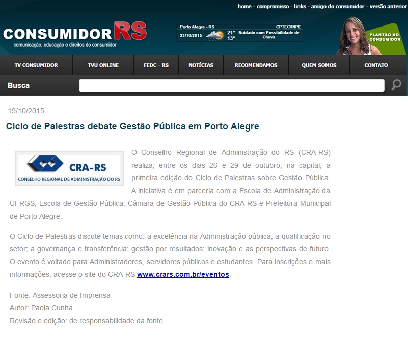 Ciclo de Palestras sobre Gestão Pública em Porto Alegre
