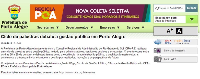 Ciclo de palestras debate sobre gestão pública em Porto Alegre 