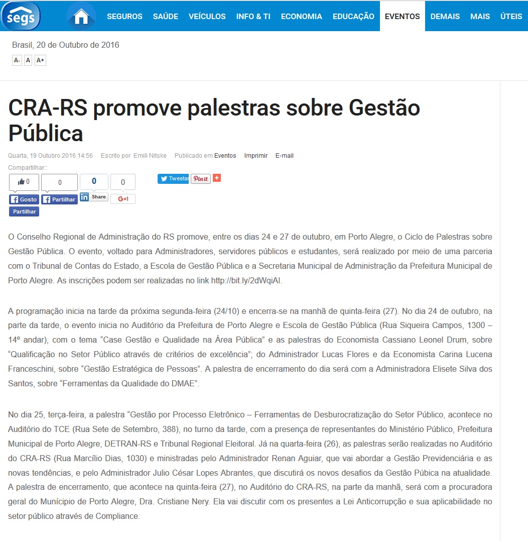 Ciclo de Palestras sobre Gestão Pública