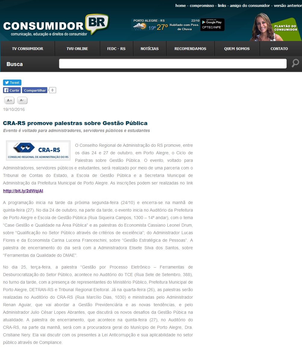 Ciclo de Palestras sobre Gestão Pública